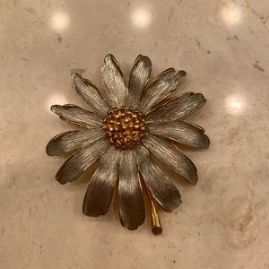 Silver and gold flower brooch
